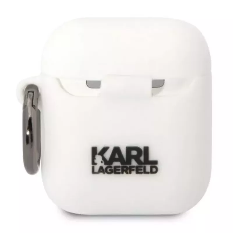 Karl Lagerfeld Apple AirPods 1/2 Capa de Silicone 3D Logo NFT Karl Head branca
