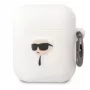 Karl Lagerfeld Apple AirPods 1/2 Capa de Silicone 3D Logo NFT Karl Head branca