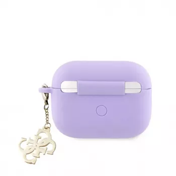 Guess Capa de Silicone para Apple AirPods Pro Classic Logo Gold com 4G Charm lilás
