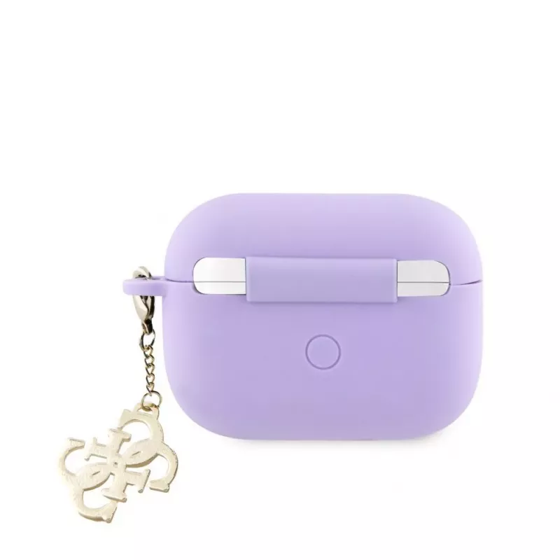 Guess Capa de Silicone para Apple AirPods Pro Classic Logo Gold com 4G Charm lilás