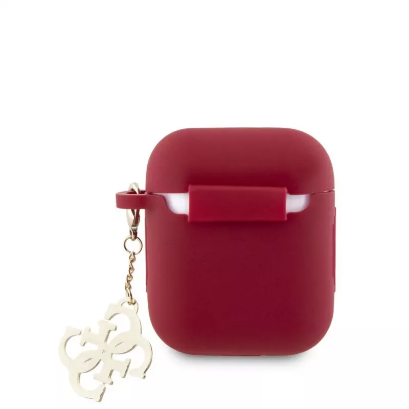Guess Capa de Silicone para Apple AirPods 1/2 Classic Logo Gold com 4G Anhänger magenta