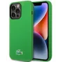Lacoste Apple iPhone 15 6,1 Capa Traseira de Silicone Líquido Microfibra Croc Logo Magsafe verde