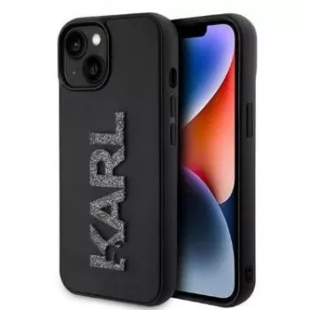 Karl Lagerfeld Apple iPhone 15 Capa Rígida 3D LOGO GLITTER preta