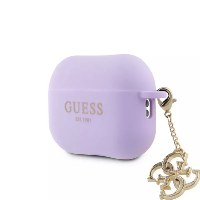 Guess Capa de Silicone para Apple AirPods Pro 2 Classic Logo Gold com 4G Anhänger lilás