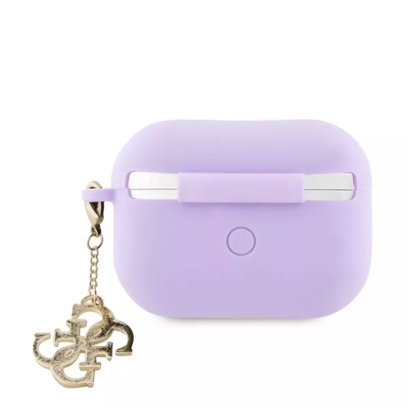 Guess Capa de Silicone para Apple AirPods Pro 2 Classic Logo Gold com 4G Anhänger lilás