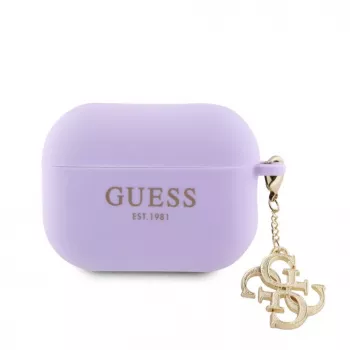Guess Capa de Silicone para Apple AirPods Pro 2 Classic Logo Gold com 4G Anhänger lilás