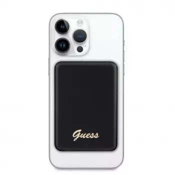 Guess Power Bank 5000mAh 15W MagSafe e carregamento normal com Metal Script Logo preta