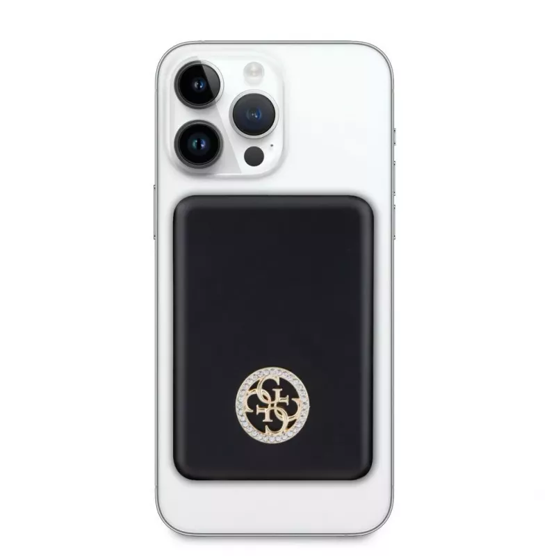Guess Power Bank 5000mAh 15W MagSafe e carregamento normal com Strassed 4G Logo preta