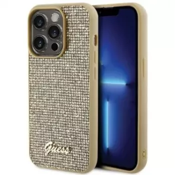 Guess Apple iPhone 15 Pro Max Capa Traseira HC PU Disco Script Metal dourada