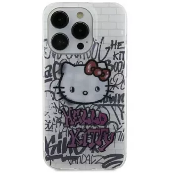 Hello Kitty HKHCP15SHDGPHT iPhone 15 / 14 / 13 6,1 Capa Rígida IML Kitty On Bricks Graffiti branca