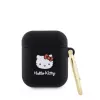 Hello Kitty Capa de Silicone Líquido 3D Kitty Head Logo para AirPods 1/2 preta