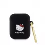 Hello Kitty Capa de Silicone Líquido 3D Kitty Head Logo para AirPods 1/2 preta