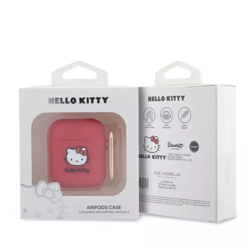 Hello Kitty capa para Apple AirPods 1/2 de silicone 3D Kitty Head vermelho