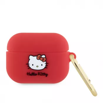 Hello Kitty Capa de Silicone para Apple AirPods Pro 3D Kitty Head vermelha