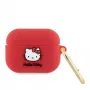 Hello Kitty Capa de Silicone para Apple AirPods Pro 3D Kitty Head vermelha