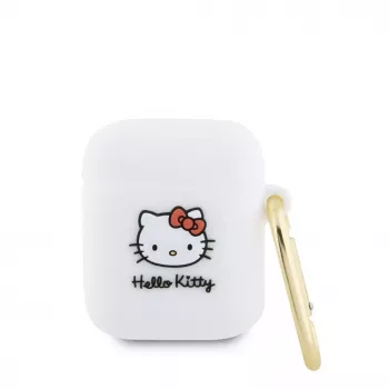 Hello Kitty HKA23DKHSH Capa de Silicone 3D Kitty Head para Apple AirPods 1/2 - branca
