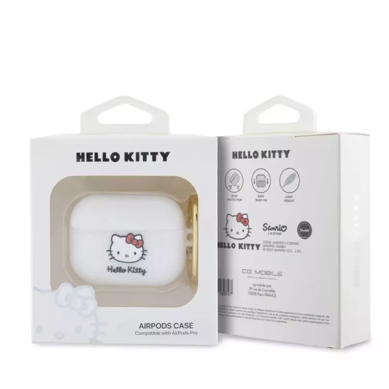 Hello Kitty Capa de Silicone para Apple AirPods Pro 3D Kitty Head branca