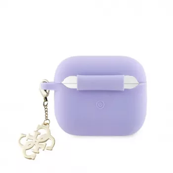 Guess Capa de Silicone para AirPods 3 Classic Logo Gold com 4G Anhänger lilás