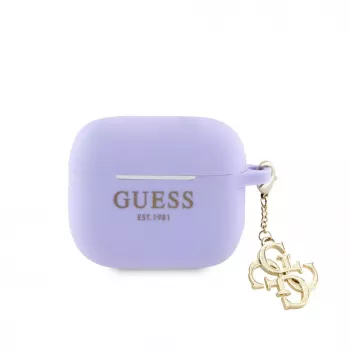 Guess Capa de Silicone para AirPods 3 Classic Logo Gold com 4G Anhänger lilás