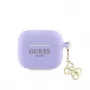 Guess Capa de Silicone para AirPods 3 Classic Logo Gold com 4G Anhänger lilás