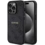 Guess Apple iPhone 15 Pro Capa Traseira 4G Collection Pele Metal Logo MagSafe preta