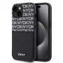 DKNY Capa PU Leather Repeat Pattern com bolso para cartão para iPhone 14 preto