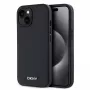 DKNY Capa PU Leather Silver Metal Logo Magsafe para iPhone 15 preto