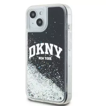 DKNY Capa rígida Liquid Glitter Big Logo para iPhone 15 preto