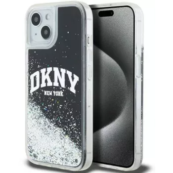 DKNY Capa rígida Liquid Glitter Big Logo para iPhone 15 preto