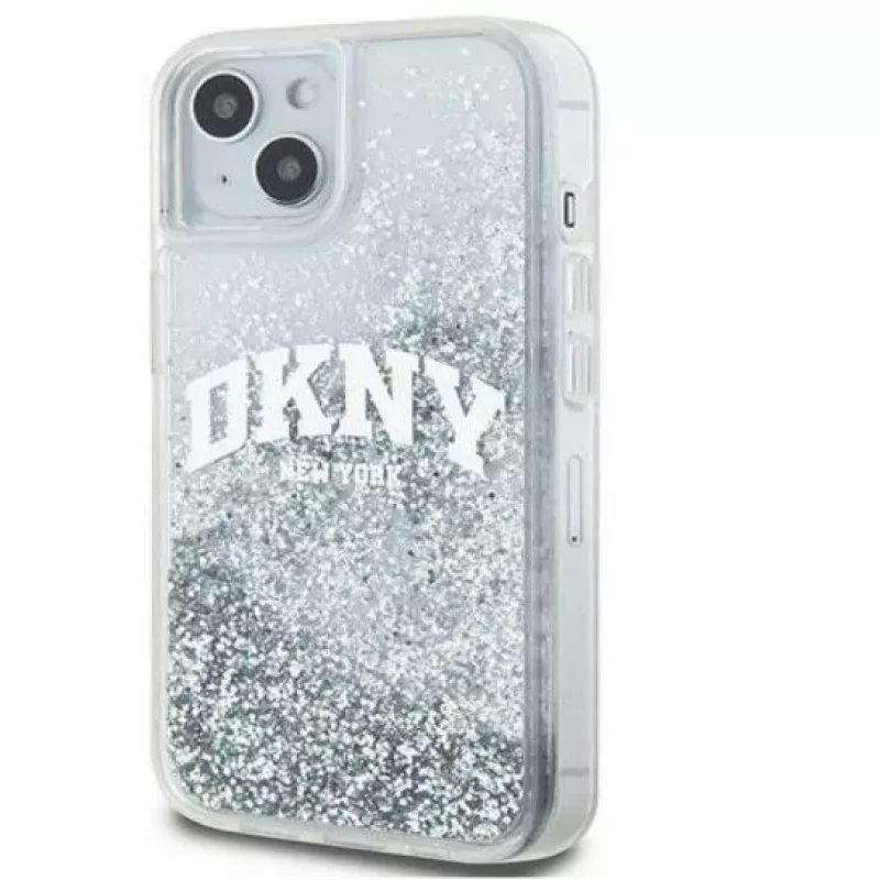 DKNY Capa rígida Liquid Glitter Big Logo para iPhone 15 preto