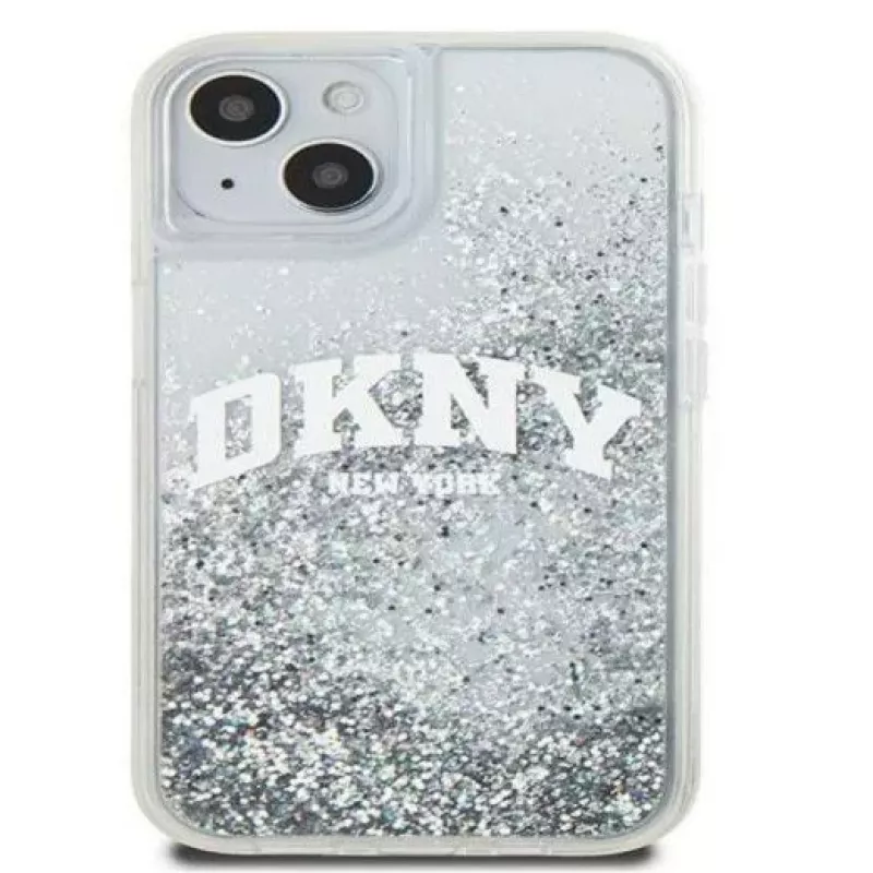 DKNY Capa rígida Liquid Glitter Big Logo para iPhone 15 preto