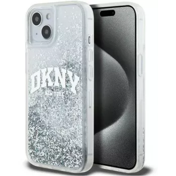 DKNY Capa rígida Liquid Glitter Big Logo para iPhone 15 preto