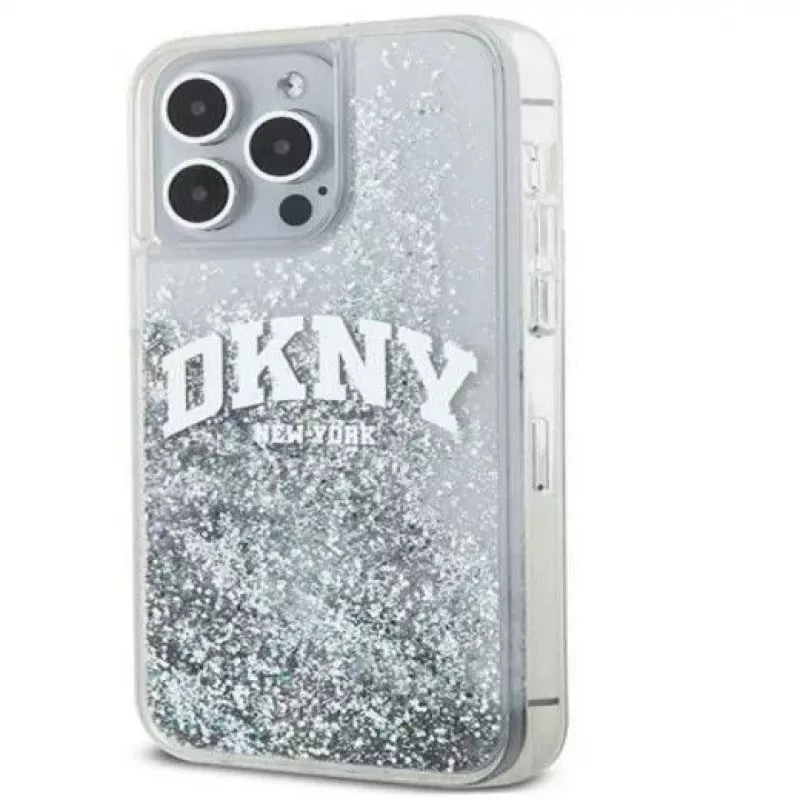 DKNY Capa rígida Liquid Glitter Big Logo para iPhone 15 Pro 6.1 preto
