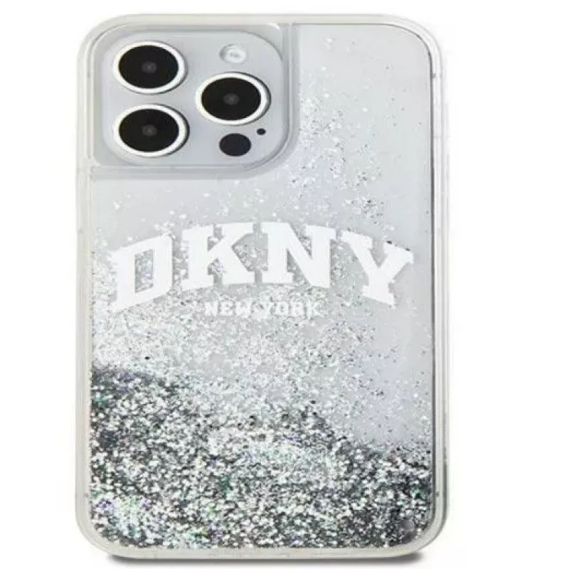 DKNY Capa rígida Liquid Glitter Big Logo para iPhone 15 Pro 6.1 preto