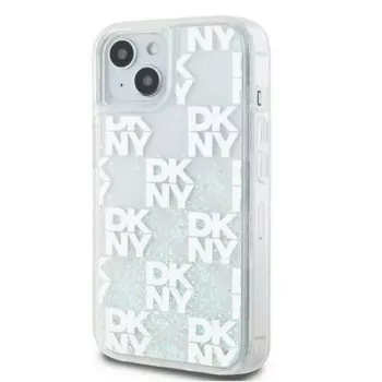 DKNY Capa rígida Liquid Glitter Multilogo para iPhone 15 branco