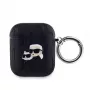 Karl Lagerfeld Capa PU Embossed Karl and Choupette Heads para AirPods 1/2 Preta