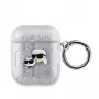 Karl Lagerfeld Capa PU Embossed Karl and Choupette Heads para AirPods 1/2 Prateada