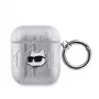Karl Lagerfeld Capa PU Embossed Choupette Head para AirPods 1/2 prateado
