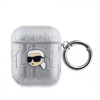 Karl Lagerfeld Capa PU Embossed Karl Head para AirPods 1/2 prateado
