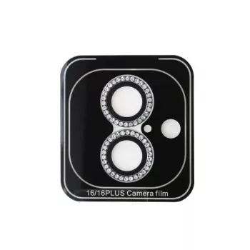 Guess Lente protetora Fixed Glitter para Apple iPhone 16/16 Plus prateado