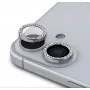 Guess Apple iPhone 16/16 Plus Fixed Glitter lente protetora prateado