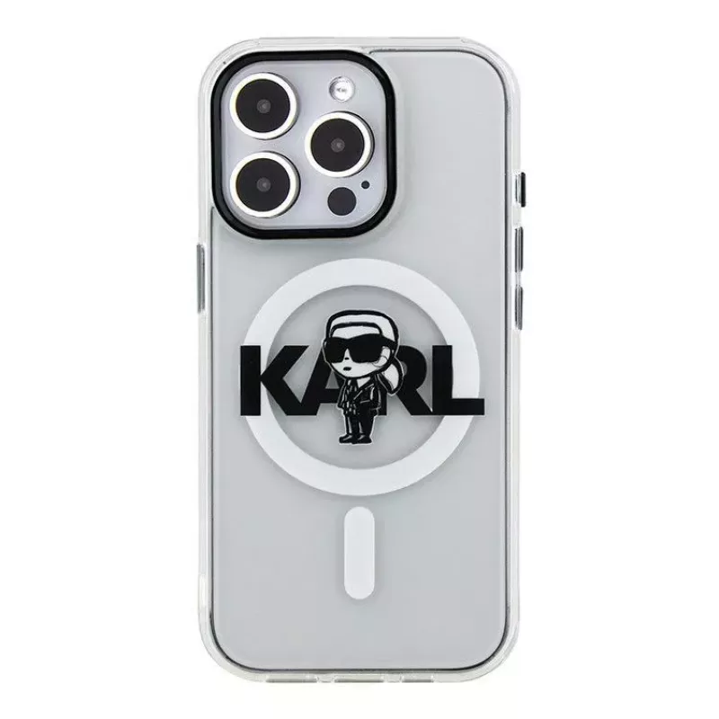 Karl Lagerfeld Capa de silicone com MagSafe IML KL Sketch Logo para Apple iPhone 15 Pro Max transparente