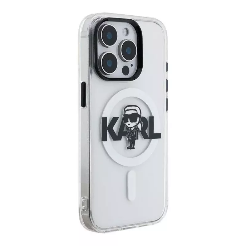 Karl Lagerfeld Capa de silicone com MagSafe IML KL Sketch Logo para Apple iPhone 15 Pro Max transparente