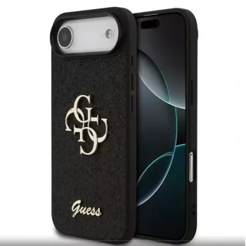 Guess Capa PU Fixed Glitter 4G Metal Logo para Apple iPhone Air preto