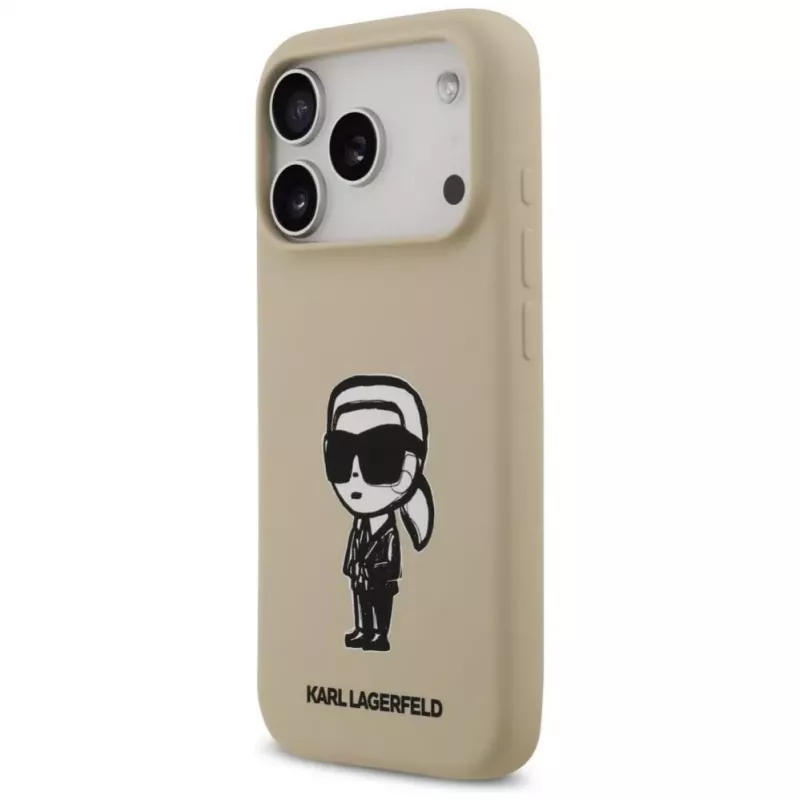 Karl Lagerfeld Capa de silicone com MagSafe para Apple iPhone 17 Pro - castanho (KL Sketch & Logo)