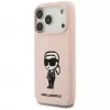 Karl Lagerfeld Capa de silicone para iPhone 17 Pro com MagSafe, KL Sketch & Logo, rosa