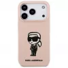 Karl Lagerfeld Capa de silicone para iPhone 17 Pro com MagSafe, KL Sketch & Logo, rosa