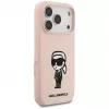 Karl Lagerfeld Capa de silicone para iPhone 17 Pro com MagSafe, KL Sketch & Logo, rosa