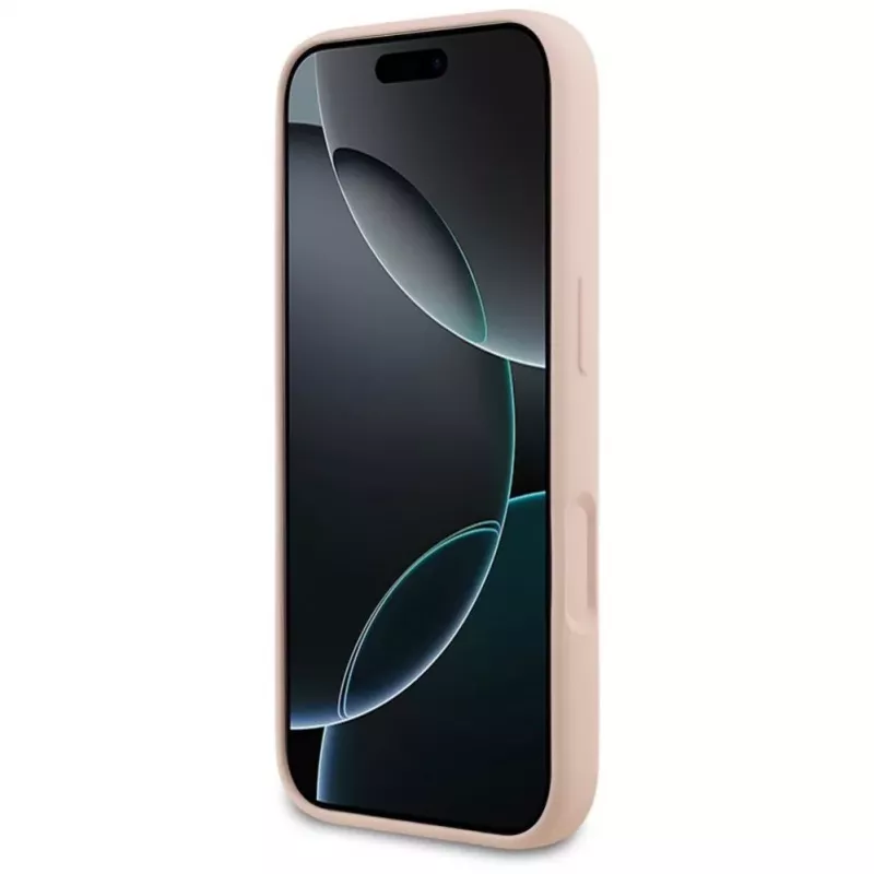 Karl Lagerfeld Capa de silicone para iPhone 17 Pro com MagSafe, KL Sketch & Logo, rosa