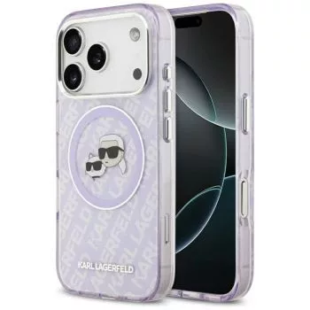 Karl Lagerfeld Capa de silicone com MagSafe K&C Heads Logo para Apple iPhone 17 Pro roxo